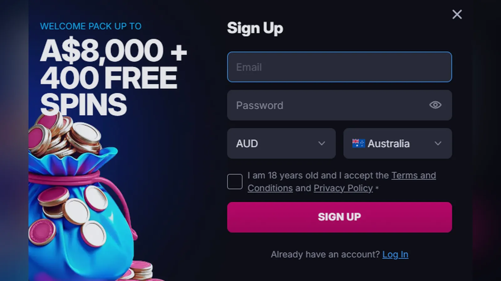 Logging into Skycrown from Australia